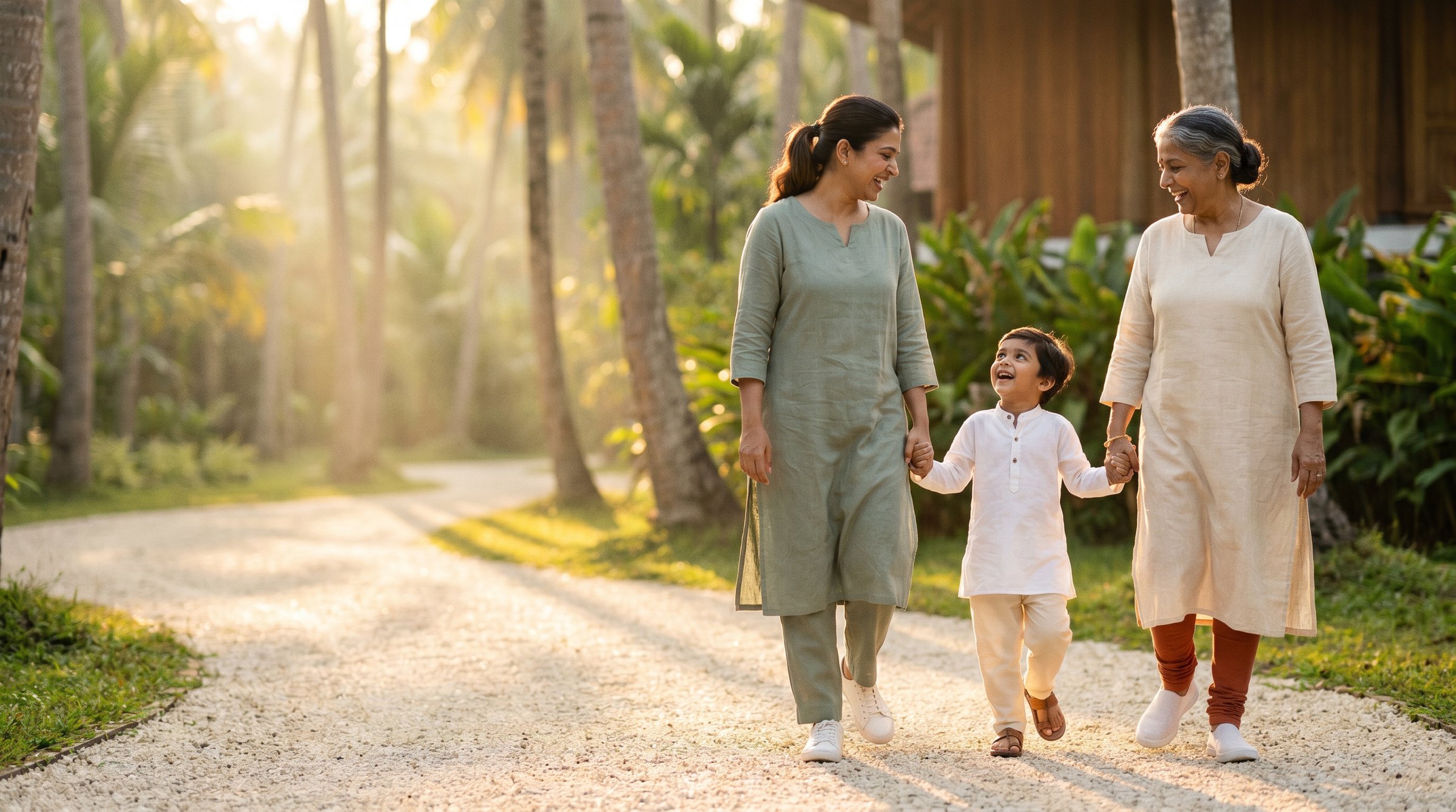 Hero, elderly couple absolutely healthy in a morning-walk scene